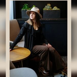 Angelrox Cardi Cozy Knit Cardigan Long Shawl Collar Pockets Finger Holes Black